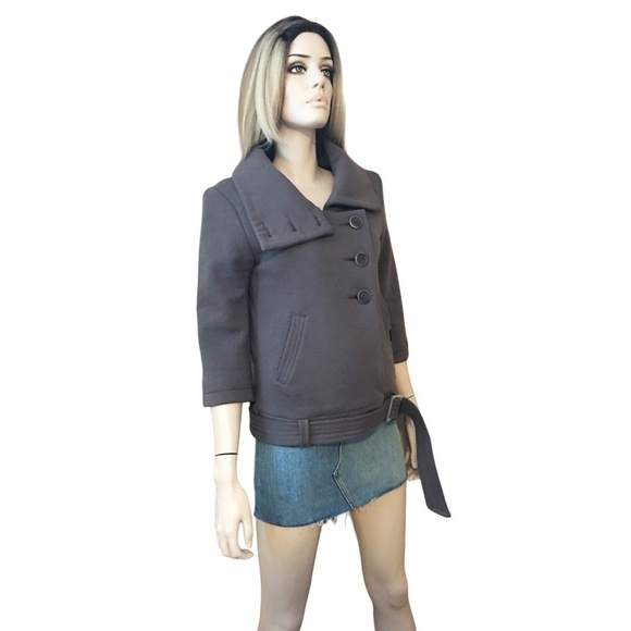 ARITZIA Community Asymmetrical Button Down Buckled Moto Bomber Jacket Mauve - Picture 4 of 16